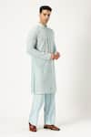 PARESH LAMBA SIGNATURES_Blue Georgette Embroidered Floral Applique Kurta And Pyjama Set _at_Aza_Fashions