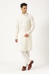 Buy_PARESH LAMBA SIGNATURES_Off White Georgette Embroidered Floral Applique Kurta And Pyjama Set _at_Aza_Fashions