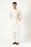 PARESH LAMBA SIGNATURES_Off White Georgette Embroidered Floral Applique Kurta And Pyjama Set _at_Aza_Fashions