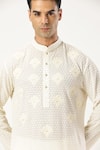 Buy_PARESH LAMBA SIGNATURES_Off White Georgette Embroidered Floral Applique Kurta And Pyjama Set 