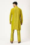 Shop_PARESH LAMBA SIGNATURES_Green Linen Embroidered Applique Work Kurta And Pyjama Set _at_Aza_Fashions