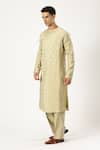 PARESH LAMBA SIGNATURES_Gold Cotton Silk Embellished Sequin Angrakha Kurta With Pyjama _Online_at_Aza_Fashions