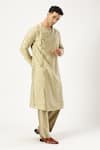 PARESH LAMBA SIGNATURES_Gold Cotton Silk Embellished Sequin Angrakha Kurta With Pyjama _at_Aza_Fashions