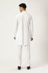 Shop_PARESH LAMBA SIGNATURES_White Lycra Plain Asymmetric Side Drape Kurta _at_Aza_Fashions