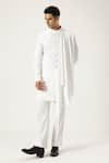 Buy_PARESH LAMBA SIGNATURES_White Lycra Plain Asymmetric Side Drape Kurta _Online_at_Aza_Fashions