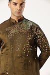 PARESH LAMBA SIGNATURES_Green Linen Silk Embellished Sequin Asymmetric Kurta _at_Aza_Fashions