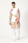 Buy_PARESH LAMBA SIGNATURES_White Linen Applique Floral Bundi _at_Aza_Fashions