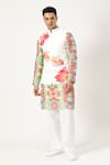 PARESH LAMBA SIGNATURES_White Linen Applique Floral Bundi _Online_at_Aza_Fashions