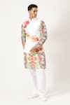 Buy_PARESH LAMBA SIGNATURES_White Linen Applique Floral Bundi _Online_at_Aza_Fashions