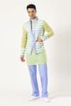 Buy_PARESH LAMBA SIGNATURES_Green Cotton Printed Checkered Bundi _at_Aza_Fashions