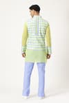 Shop_PARESH LAMBA SIGNATURES_Green Cotton Printed Checkered Bundi _at_Aza_Fashions