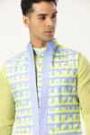 Shop_PARESH LAMBA SIGNATURES_Green Cotton Printed Checkered Bundi _Online_at_Aza_Fashions