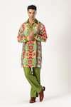 Buy_PARESH LAMBA SIGNATURES_Green Crepe Silk Printed Floral Kurta _at_Aza_Fashions