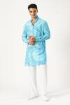 Buy_PARESH LAMBA SIGNATURES_Blue Crepe Silk Printed Abstract Kurta _at_Aza_Fashions