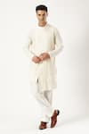 Buy_PARESH LAMBA SIGNATURES_Off White Georgette Embroidered Geometric Asymmetric Kurta _at_Aza_Fashions