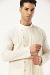 PARESH LAMBA SIGNATURES_Off White Georgette Embroidered Geometric Asymmetric Kurta _at_Aza_Fashions