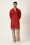 PARESH LAMBA SIGNATURES_Maroon Lycra Embroidered Cutwork Kurta _Online_at_Aza_Fashions