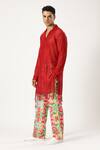 PARESH LAMBA SIGNATURES_Maroon Lycra Embroidered Cutwork Kurta _at_Aza_Fashions