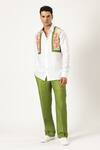 PARESH LAMBA SIGNATURES_White Linen Printed Patchwork Panel Shirt _Online_at_Aza_Fashions