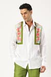 Buy_PARESH LAMBA SIGNATURES_White Linen Printed Patchwork Panel Shirt _Online_at_Aza_Fashions