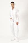 Buy_PARESH LAMBA SIGNATURES_White Linen Printed Plain Flap Pocket Shirt _at_Aza_Fashions