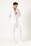 PARESH LAMBA SIGNATURES_White Linen Printed Plain Flap Pocket Shirt _Online_at_Aza_Fashions