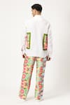 Shop_PARESH LAMBA SIGNATURES_White Linen Printed Patchwork Side Panel Shirt _at_Aza_Fashions