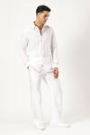 Buy_PARESH LAMBA SIGNATURES_White Linen Printed Patchwork Placed Shirt _at_Aza_Fashions