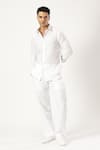 PARESH LAMBA SIGNATURES_White Linen Printed Patchwork Placed Shirt _Online_at_Aza_Fashions