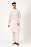 Shop_PARESH LAMBA SIGNATURES_Pink Georgette Embellished Mirrorwork Kurta _at_Aza_Fashions