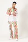 Buy_PARESH LAMBA SIGNATURES_White Linen Printed Patchwork Diagonal Shirt _at_Aza_Fashions