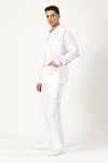 PARESH LAMBA SIGNATURES_White Linen Threadwork Placed Shirt _Online_at_Aza_Fashions