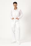 Buy_PARESH LAMBA SIGNATURES_White Linen Threadwork Placed Shirt _Online_at_Aza_Fashions