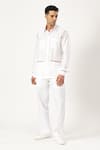 Shop_PARESH LAMBA SIGNATURES_White Linen Threadwork Placed Shirt _Online_at_Aza_Fashions