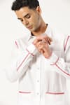 Buy_PARESH LAMBA SIGNATURES_White Linen Threadwork Placed Shirt 