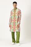 Buy_PARESH LAMBA SIGNATURES_Green Linen Printed Floral Blossom Kurta 