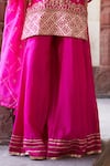 Pink City by Sarika_Pink Silk Chanderi Embroidery Kamal Halter Neck Zardosi Kurta And Sharara Set _at_Aza_Fashions