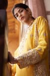 Pink City by Sarika_Yellow Silk Chanderi Embroidery Kamal Round Kurta And Sharara Set _Online_at_Aza_Fashions