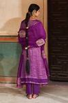 Shop_Pink City by Sarika_Purple Organza, Tissue, Poplin Embroidery V-neck Mandala Kurta And Pant Set _at_Aza_Fashions