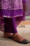 Buy_Pink City by Sarika_Purple Organza, Tissue, Poplin Embroidery V-neck Mandala Kurta And Pant Set _Online_at_Aza_Fashions