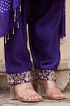 Shop_Pink City By Sarika_Purple Silk, Chanderi, Gingham Embroidery, Mor Kalidaar Anarkali Pant Set _Online_at_Aza_Fashions