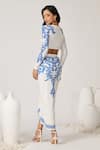 Shop_S&N by Shantnu Nikhil_Off White Poly Jersey Printed Paisley Boat Neck Floral Draped Top _at_Aza_Fashions