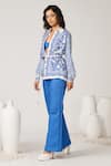 S&N by Shantnu Nikhil_Blue Silk Twill Printed Paisley Collar Floral Shirt _at_Aza_Fashions