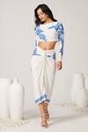 Buy_S&N by Shantnu Nikhil_Off White Poly Jersey Printed Sartorial Swirl Draped Skirt _at_Aza_Fashions