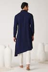 Shop_S&N by Shantnu Nikhil_Blue Rayon Blend Embroidered Crest Asymmetric Kurta _at_Aza_Fashions