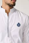 S&N by Shantnu Nikhil_White Rayon Blend Embroidered Crest Shirt _Online_at_Aza_Fashions