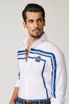 Buy_S&N by Shantnu Nikhil_White Rayon Blend Embroiderd Crest Sartorial Print Patchwork Shirt _Online_at_Aza_Fashions