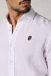 Buy_S&N by Shantnu Nikhil_White Linen Embroidered Crest Pattern Shirt _Online_at_Aza_Fashions