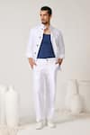 Buy_S&N by Shantnu Nikhil_White Cotton Linen Blend Plain Patch Pocket Shirt _at_Aza_Fashions