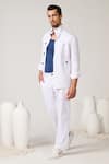 Shop_S&N by Shantnu Nikhil_White Cotton Linen Blend Plain Patch Pocket Shirt _Online_at_Aza_Fashions